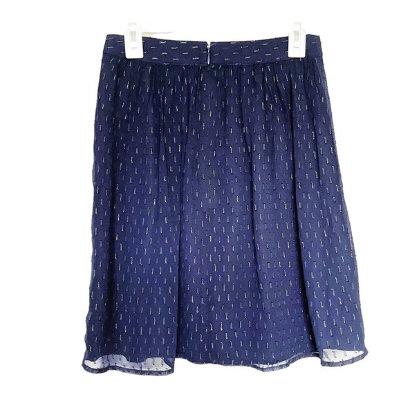 J. Crew Womens Skirt Sz 2 Gold thread Blue Lined Semi Sheer Knee-Length Coastal - Picture 1 of 12